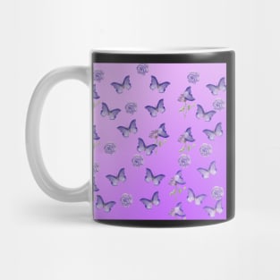 Purple Butterfly and Flower Pattern Mug